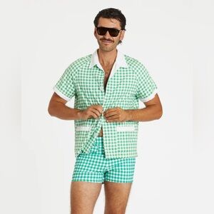 NWT Hammies Cabana Shirt in Green Gingham Size Small